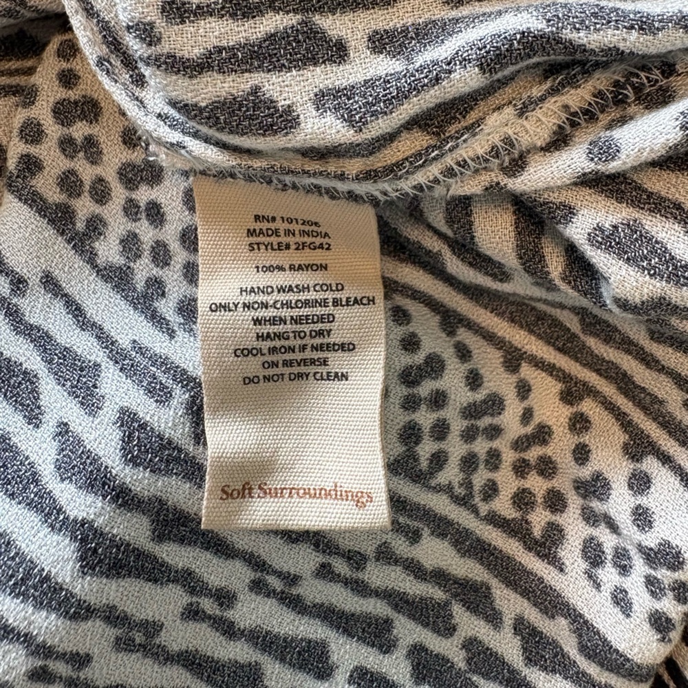 Soft Surroundings Black & Cream Mixed Print Raven Dress Size L | Boho Artsy - Picture 8 of 11